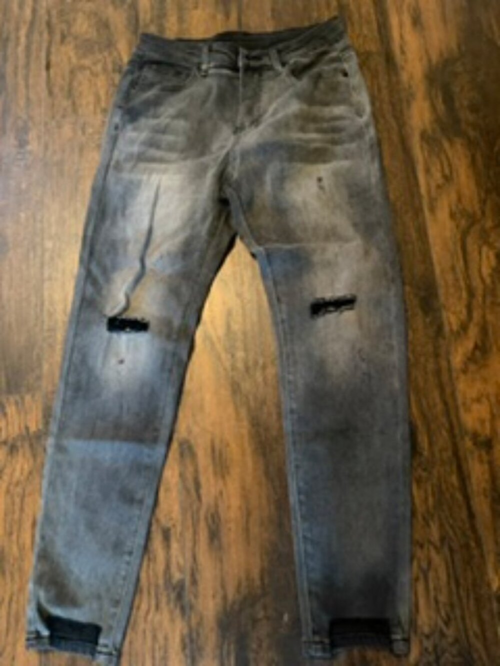 New Grey and Black Distressed Skinny Denim Jeans